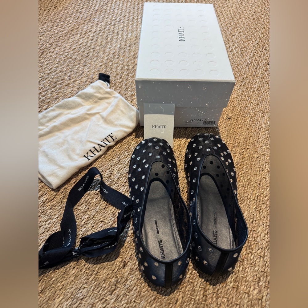 NWT Khaite Marcy Flats Black Mesh with Crystals 38 - Picture 13 of 14